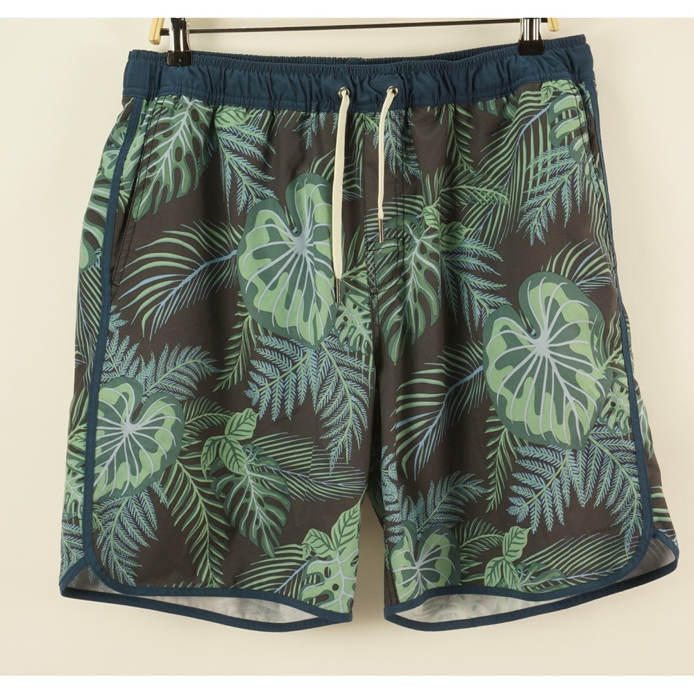 Fair Harbor Men's XL x 8" Blue Green Floral Lined Hybrid Swim Board Shorts